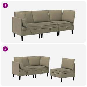 Sada nábytku do obývacího pokoje 3 pcs Khaki Textil - obrázek 9