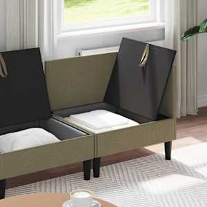 Sada nábytku do obývacího pokoje 4 pcs Khaki Textil - obrázek 3