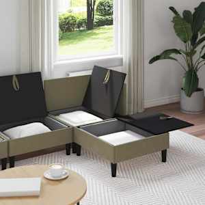 Sada nábytku do obývacího pokoje 4 pcs Khaki Textil - obrázek 3