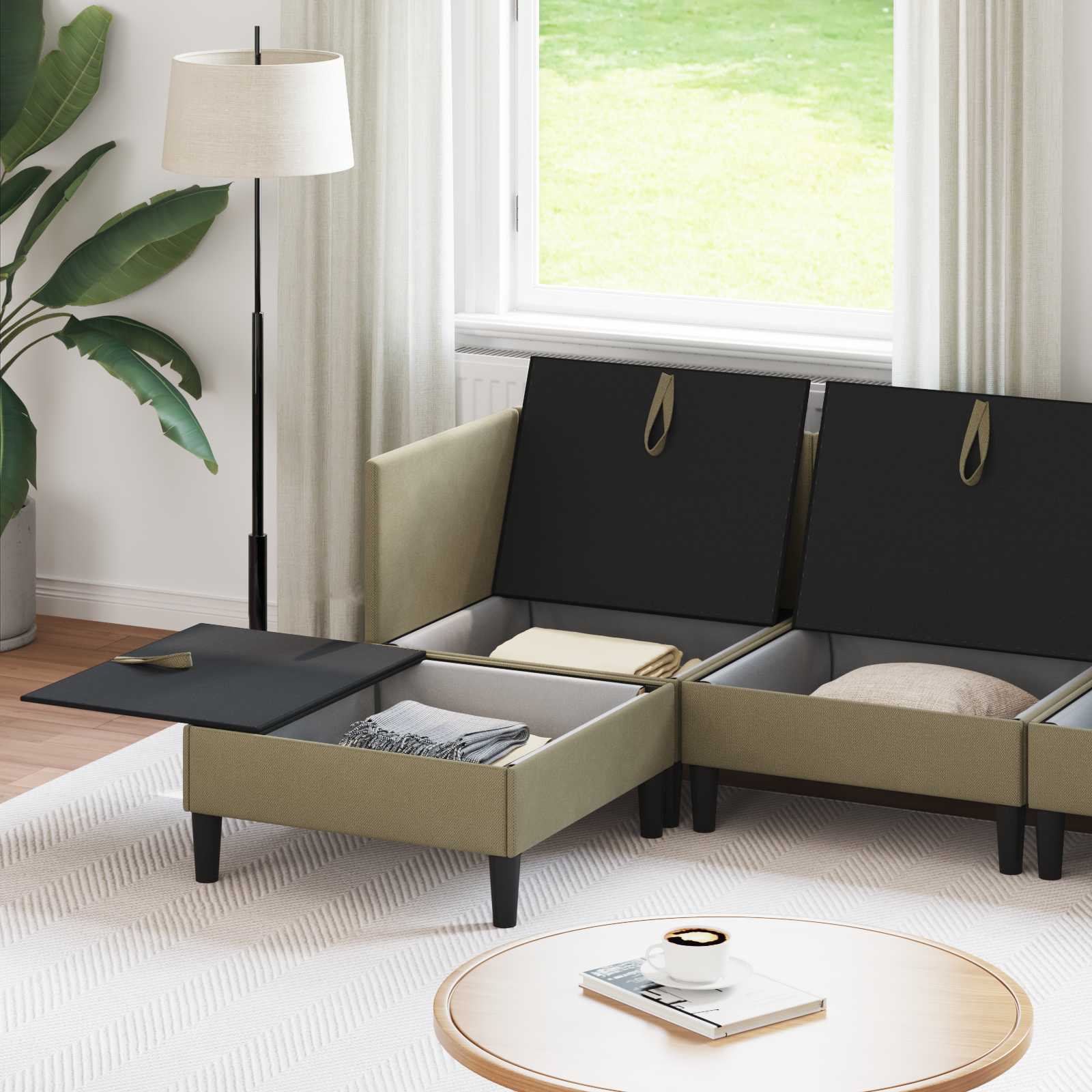 Elutoa mööbliseade 5 pcs Khaki kangas 3 Kõik vajalik sinu aeda ja koju! Elutoa mööbliseade 5 pcs Khaki kangas - Image 3