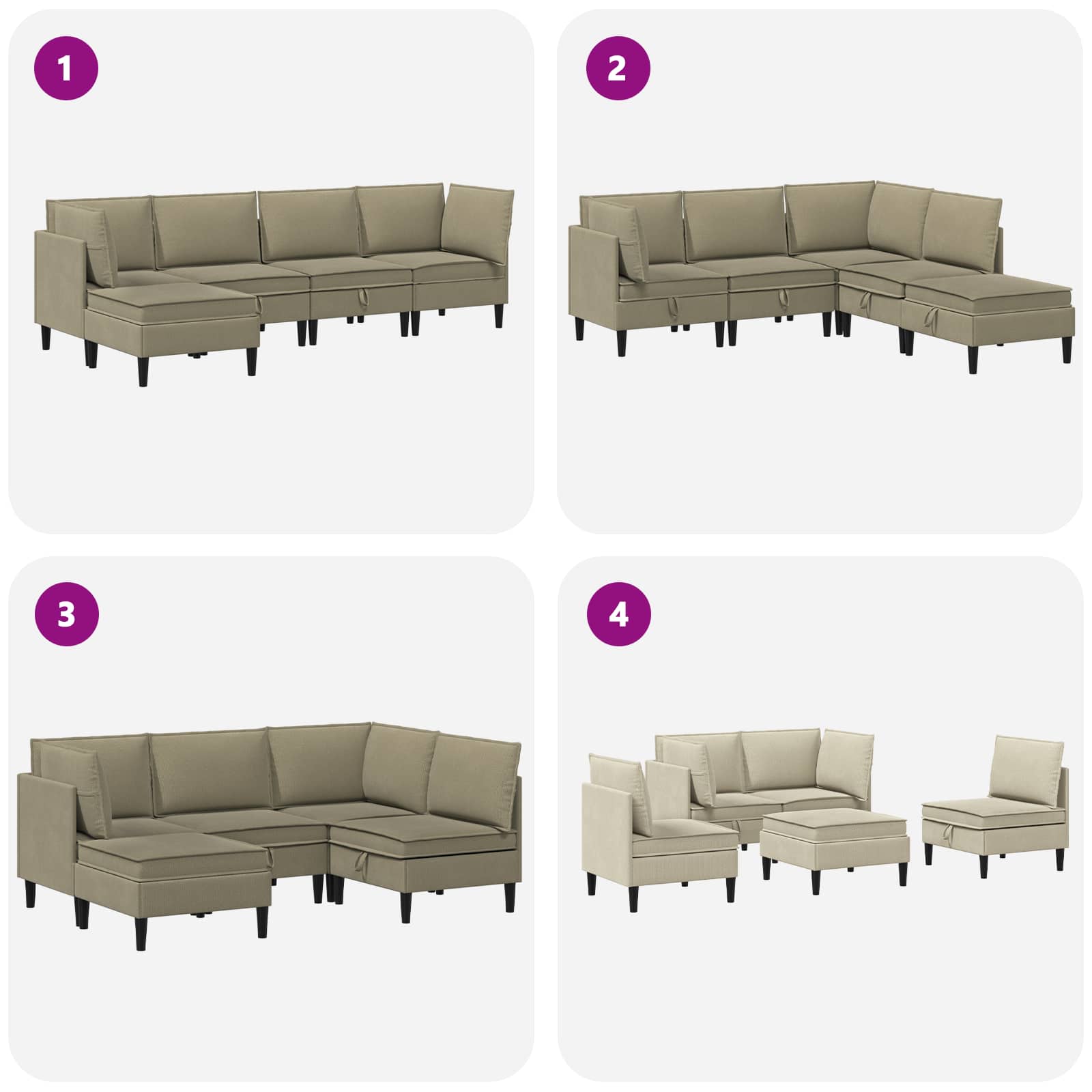 Elutoa mööbliseade 5 pcs Khaki kangas 9 Kõik vajalik sinu aeda ja koju! Elutoa mööbliseade 5 pcs Khaki kangas - Image 9