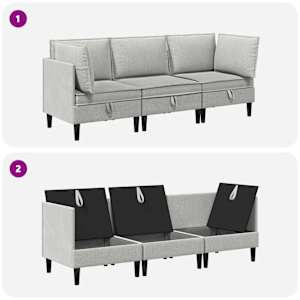 Sada nábytku do obývacího pokoje 3 pcs Světle šedá Textil - obrázek 8
