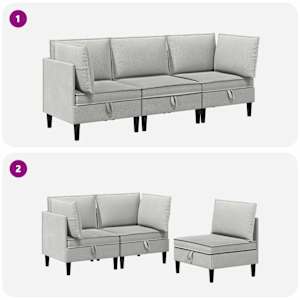 Sada nábytku do obývacího pokoje 3 pcs Světle šedá Textil - obrázek 9