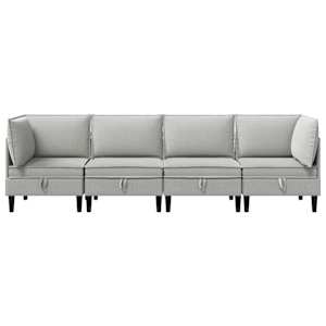 Sada nábytku do obývacího pokoje 4 pcs Světle šedá Textil - obrázek 6