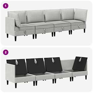 Sada nábytku do obývacího pokoje 4 pcs Světle šedá Textil - obrázek 8