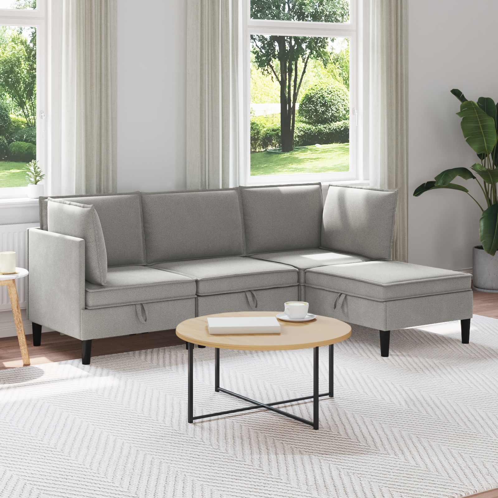 vidaXL Komplet pohištva za dnevno sobo 4 pcs Svetlo siva Blago