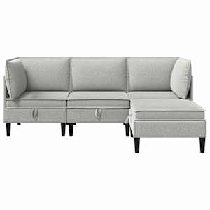 Sada nábytku do obývacího pokoje 4 pcs Světle šedá Textil - obrázek 7