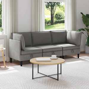 Sada nábytku do obývacího pokoje 3 pcs Tmavě šedá Textil