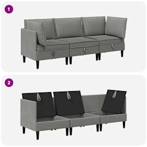 Sada nábytku do obývacího pokoje 3 pcs Tmavě šedá Textil - obrázek 8