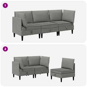 Sada nábytku do obývacího pokoje 3 pcs Tmavě šedá Textil - obrázek 9