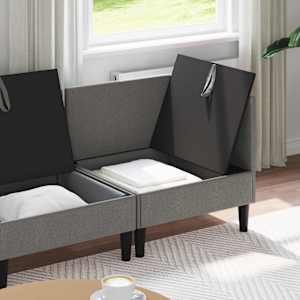 Sada nábytku do obývacího pokoje 4 pcs Tmavě šedá Textil - obrázek 3