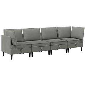 Sada nábytku do obývacího pokoje 4 pcs Tmavě šedá Textil - obrázek 2