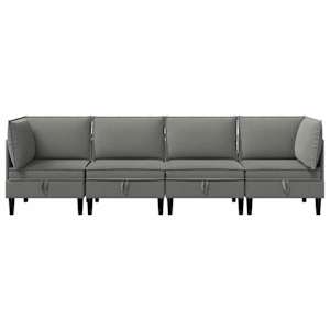 Sada nábytku do obývacího pokoje 4 pcs Tmavě šedá Textil - obrázek 6