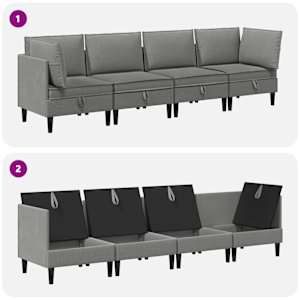 Sada nábytku do obývacího pokoje 4 pcs Tmavě šedá Textil - obrázek 8