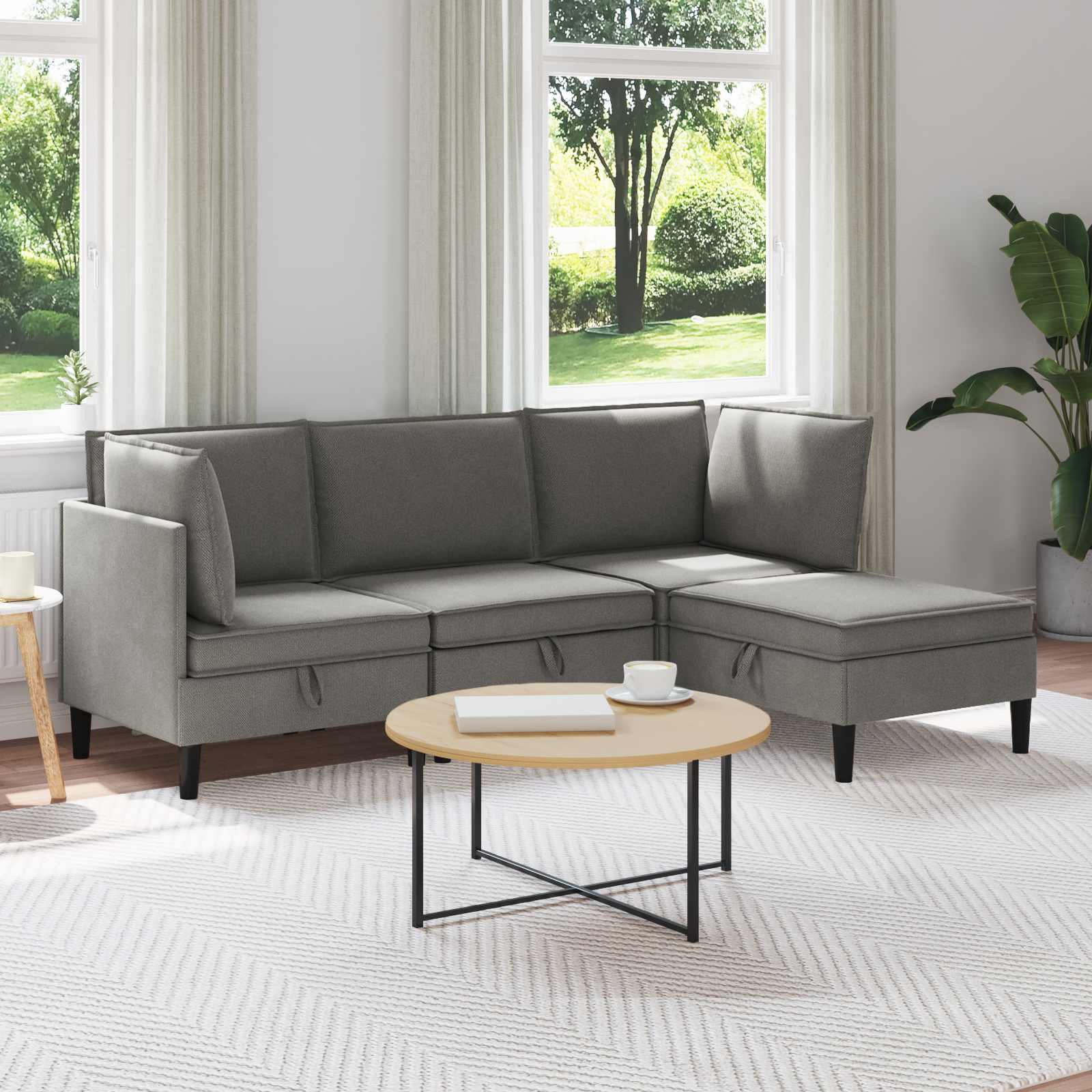 vidaXL Komplet pohištva za dnevno sobo 4 pcs Temno siva Blago