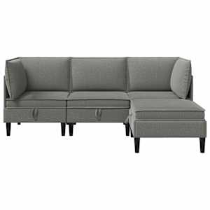 Sada nábytku do obývacího pokoje 4 pcs Tmavě šedá Textil - obrázek 7