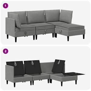 Sada nábytku do obývacího pokoje 4 pcs Tmavě šedá Textil - obrázek 9