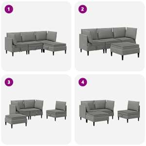 Sada nábytku do obývacího pokoje 4 pcs Tmavě šedá Textil - obrázek 10