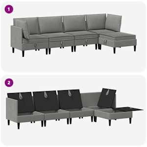 Sada nábytku do obývacího pokoje 5 pcs Tmavě šedá Textil - obrázek 7
