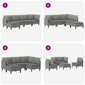 Sada nábytku do obývacího pokoje 5 pcs Tmavě šedá Textil - obrázek 8