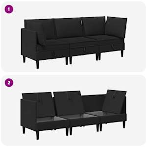 Sada nábytku do obývacího pokoje 3 pcs Černá Textil - obrázek 8