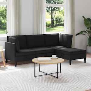 Sada nábytku do obývacího pokoje 4 pcs Černá Textil - obrázek 1