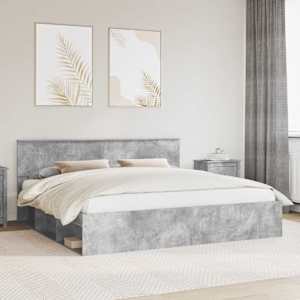 Rám postele s čelo Beton 200 x 200 cm Masivní borové dřevo - obrázek 1