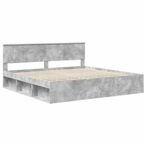 Rám postele s čelo Beton 200 x 200 cm Masivní borové dřevo - obrázek 4