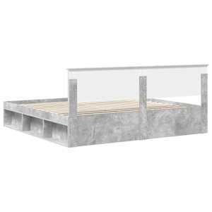 Rám postele s čelo Beton 200 x 200 cm Masivní borové dřevo - obrázek 9