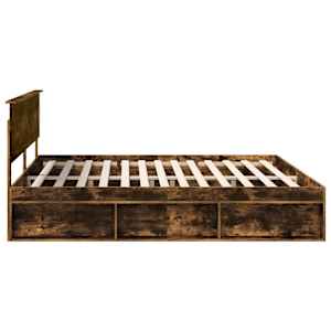 Rám postele Kouřový dub 200 x 200 cm Masivní borové dřevo - obrázek 8