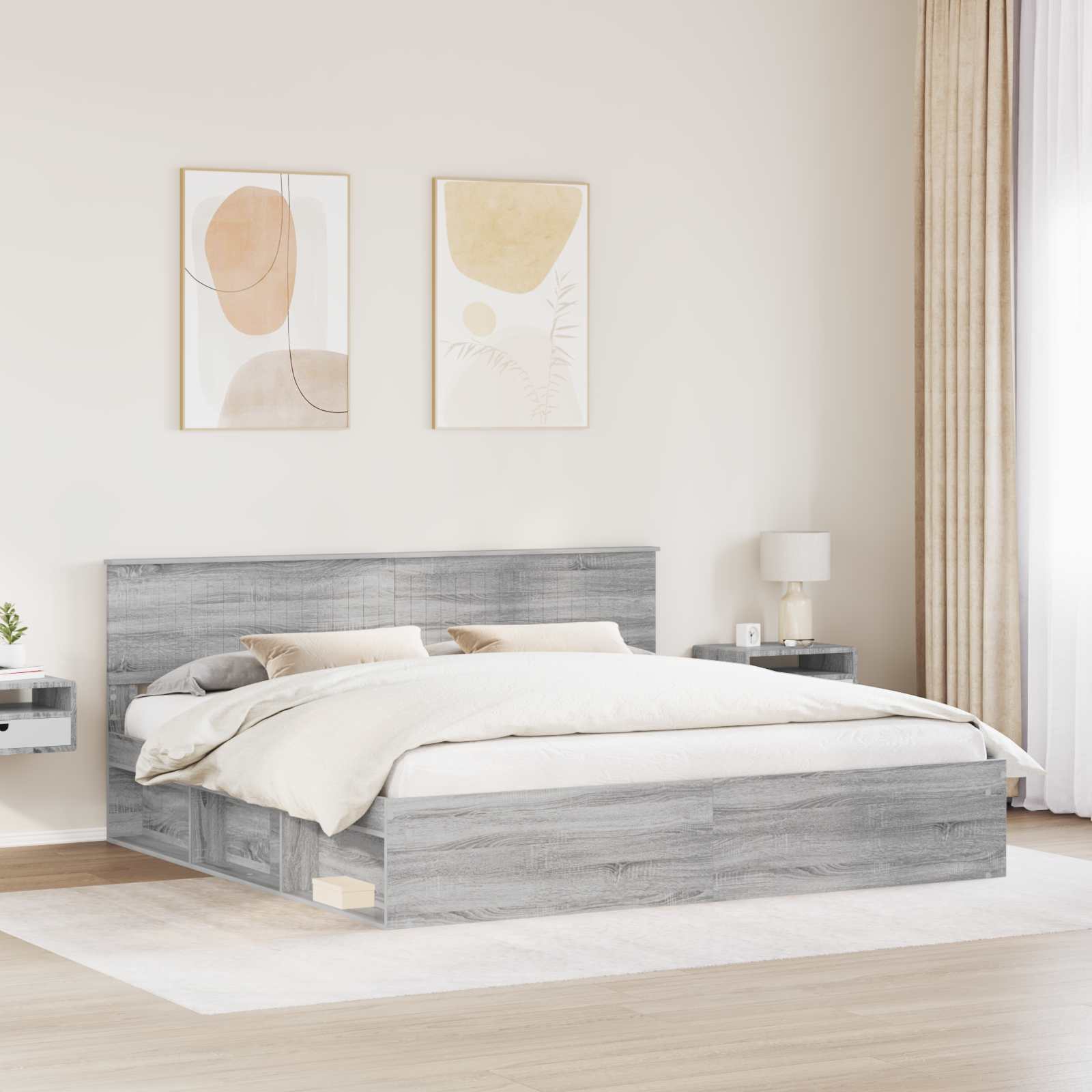 Bedframe Grijs Sonoma 200 x 200 cm Massief grenenhout image 3