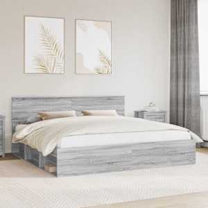 Rám postele Šedá Sonoma 200 x 200 cm Masivní borové dřevo - obrázek 1