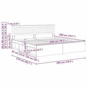 Rám postele Staré dřevo 200 x 200 cm Masivní borové dřevo - obrázek 13