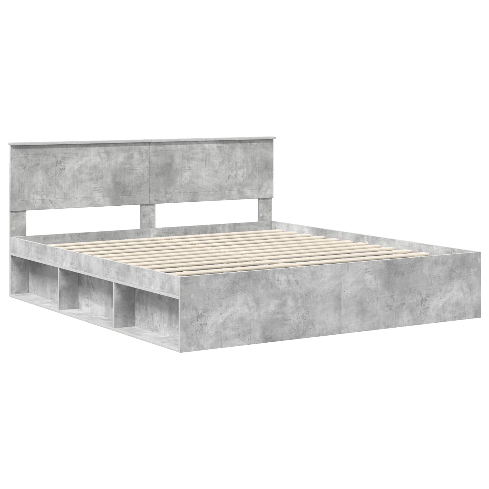 Bedframe met hoofdeinde Beton 180 x 200 cm Massief grenenhout image 4