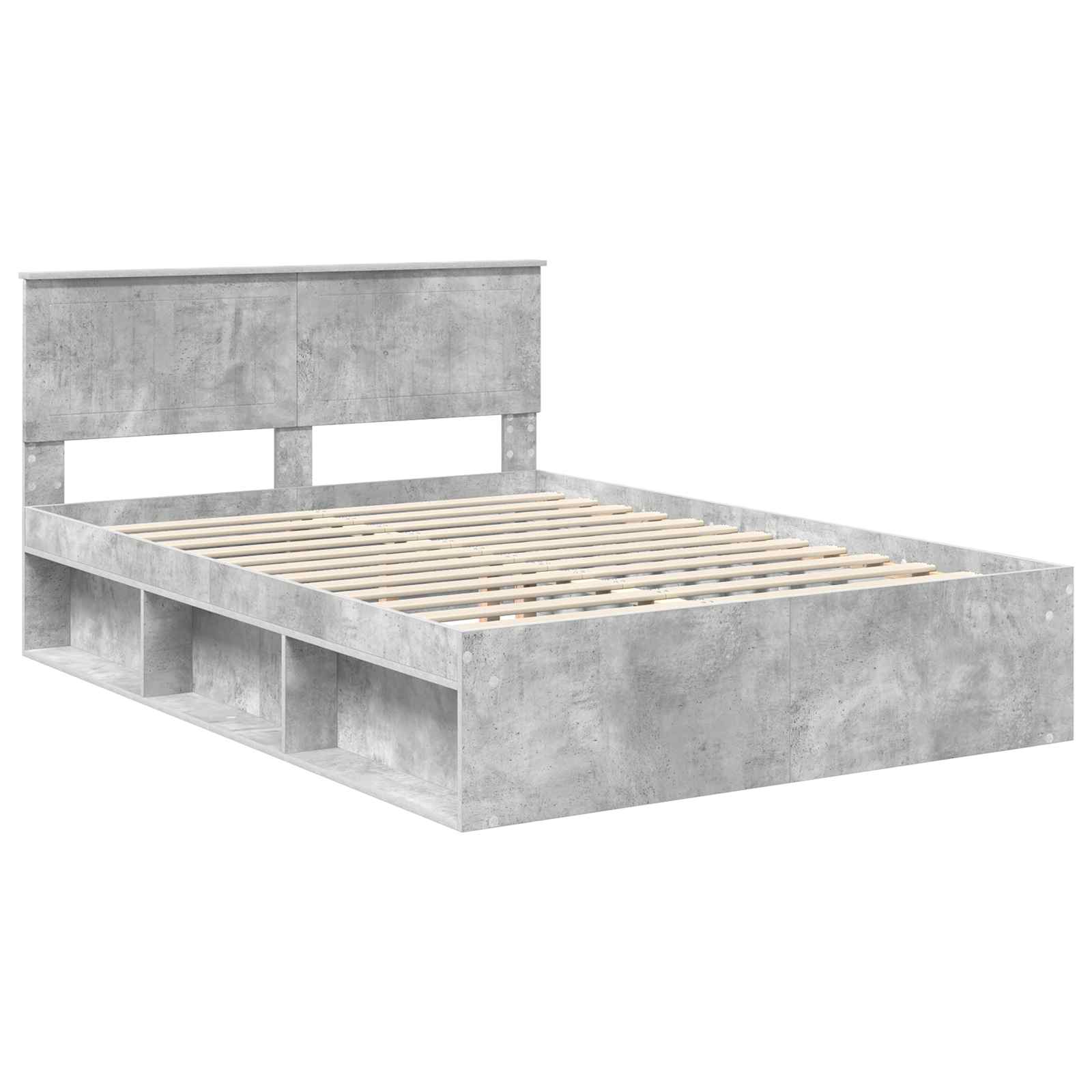Bedframe met hoofdeinde Beton 140 x 200 cm Massief grenenhout image 4