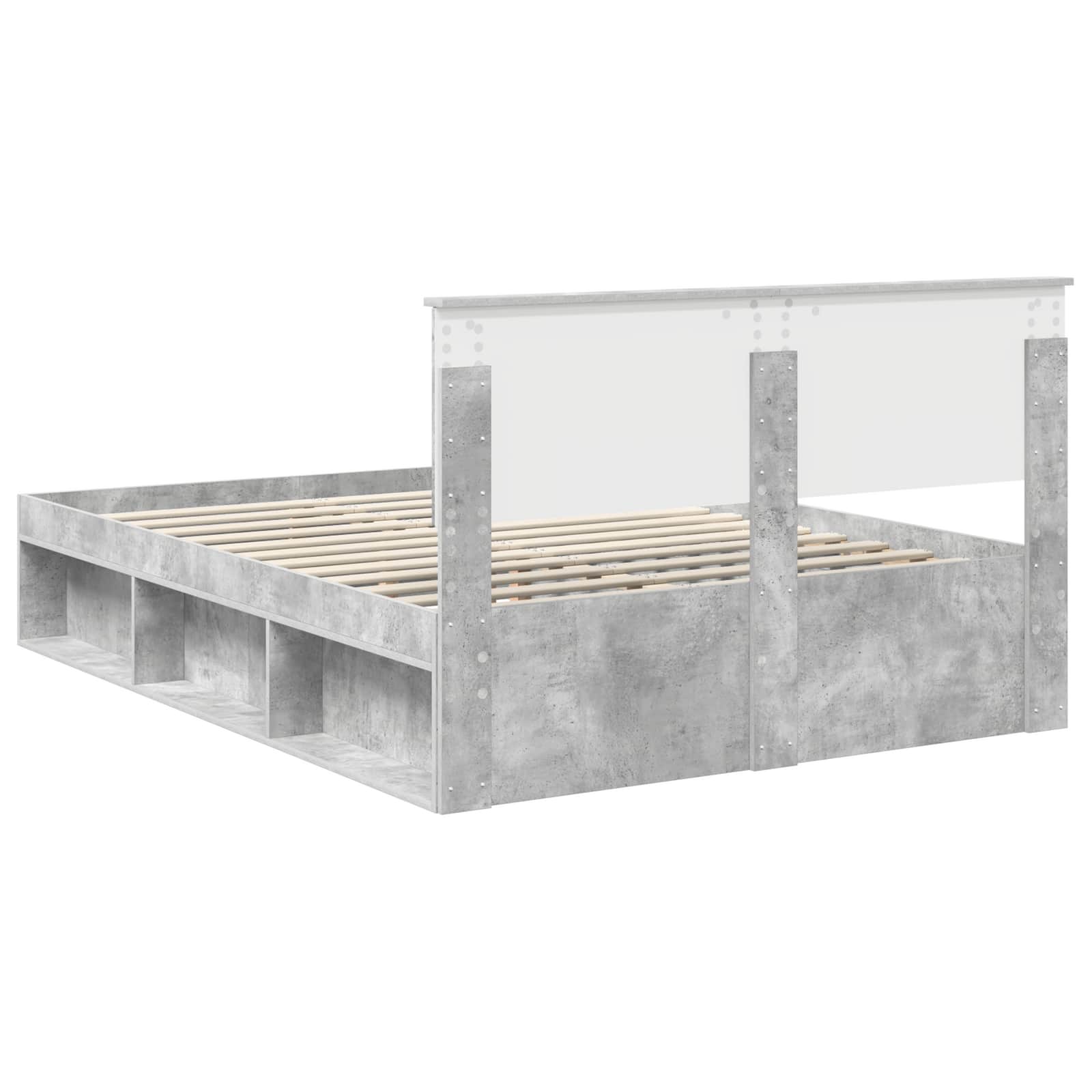 Bedframe met hoofdeinde Beton 140 x 200 cm Massief grenenhout image 9