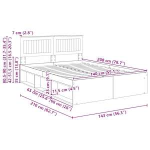 Rám postele s čelo Beton 140 x 200 cm Masivní borové dřevo - obrázek 13