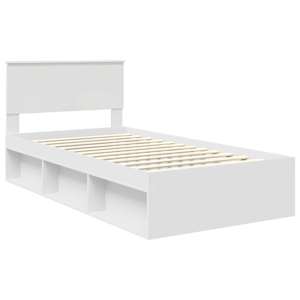 Rám postele s čelo Bílá 100 x 200 cm Masivní borové dřevo - obrázek 4
