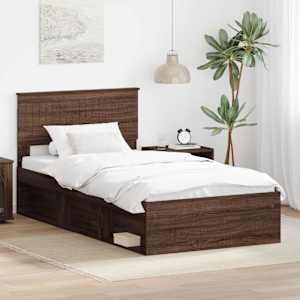 Konstrukcija postelje z vzglavjem Rjav hrast 100 x 200 cm