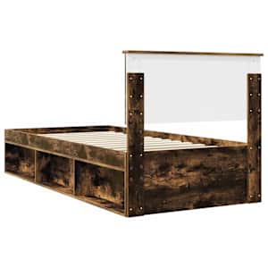 Rám postele s čelo Kouřový dub 90 x 200 cm Masivní borové dřevo - obrázek 9