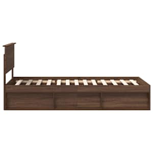 Rám postele s čelo Hnědý dub 90 x 200 cm Masivní borové dřevo - obrázek 8