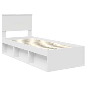 Rám postele s čelo Bílá 75 x 190 cm Masivní borové dřevo - obrázek 4