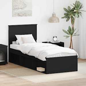 Konstrukcija postelje Črna 75 x 190 cm Masivno borovo les