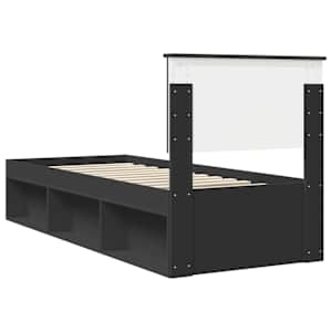 Rám postele s čelo Černá 75 x 190 cm Masivní borové dřevo - obrázek 9