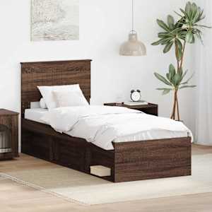 Konstrukcija postelje Rjav hrast 75 x 190 cm Masivno borovo les