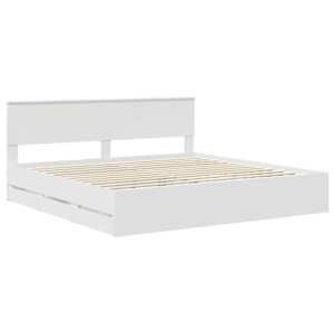 Rám postele se zásuvkou Bílá 200 x 200 cm Inženýrské dřevo - obrázek 4
