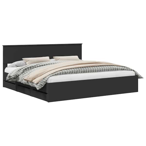 vidaXL Voodi raam sahtliga peaga Must 200 x 200 cm Inseneripuit