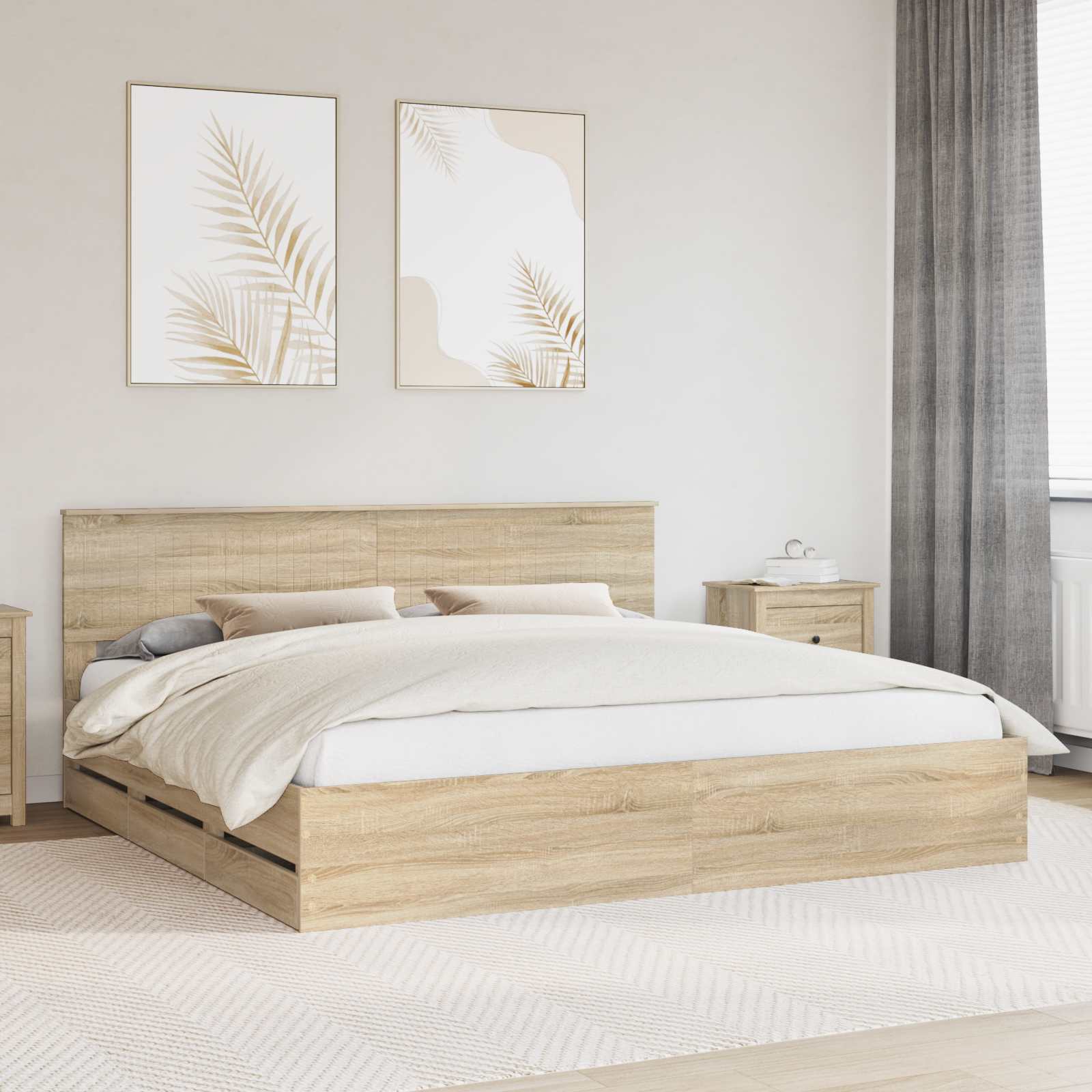 vidaXL Cadru de pat Stejar Sonoma 200 x 200 cm Lemn Ingineresc