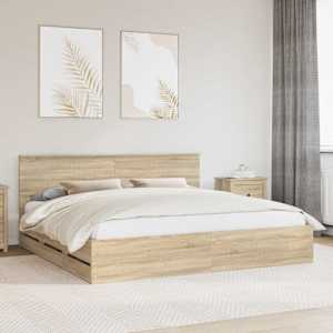 Konstrukcija postelje s predalom Sonoma hrast 200 x 200 cm