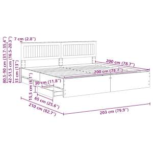 Rám postele s čelo Sonoma dub 200 x 200 cm Inženýrské dřevo - obrázek 14